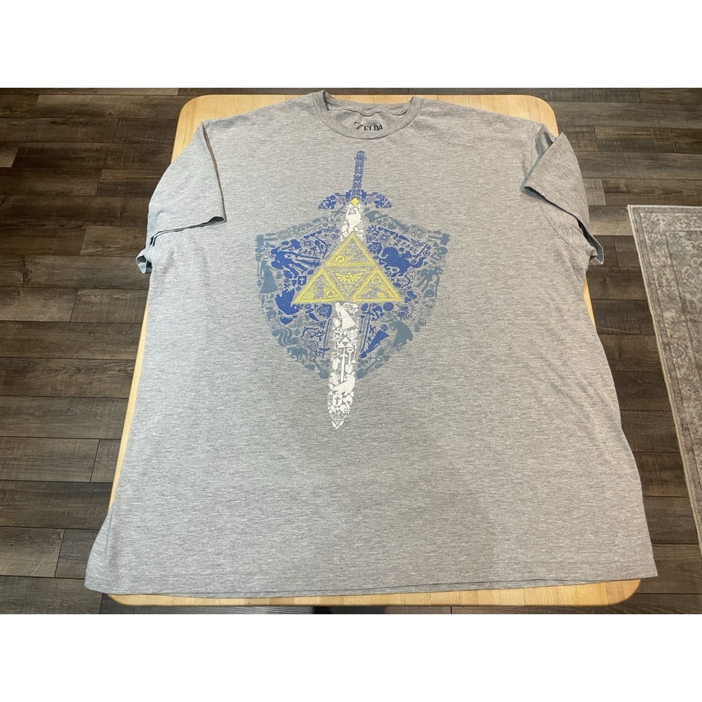 Zelda Hylian Shield Element Icons Men's T-Shirt 2XL Heather Gray Nintendo 2018